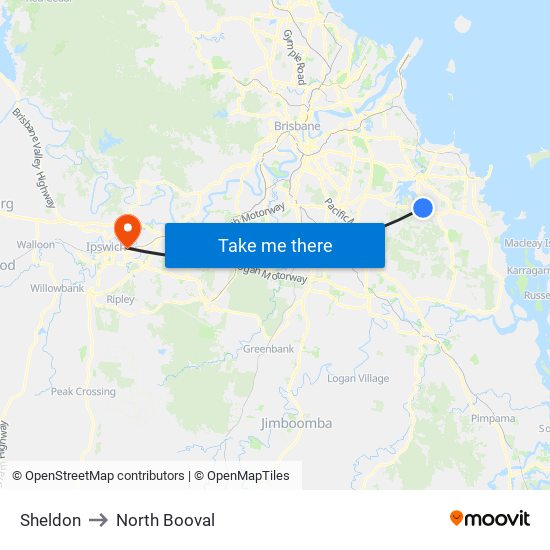 Sheldon to North Booval map