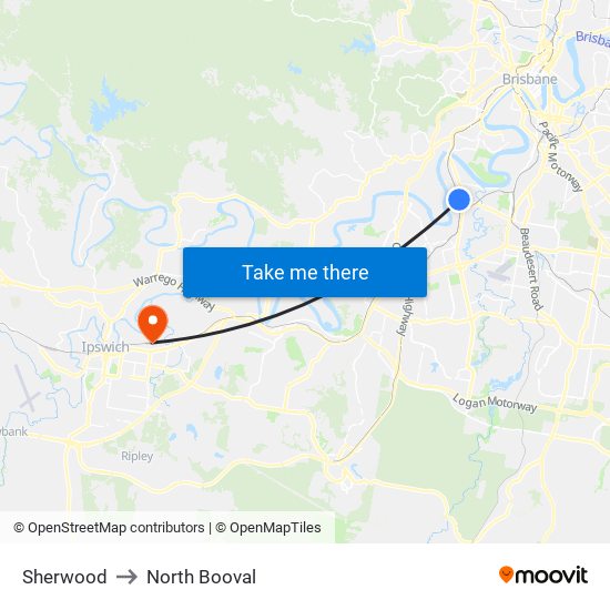 Sherwood to North Booval map