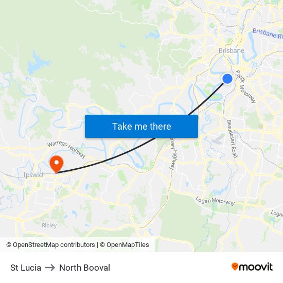 St Lucia to North Booval map
