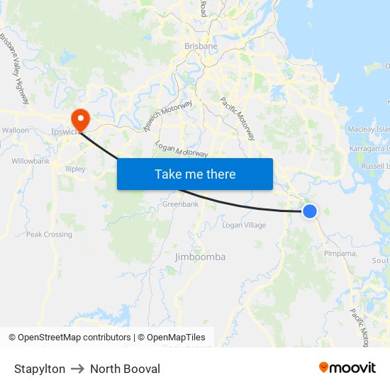 Stapylton to North Booval map