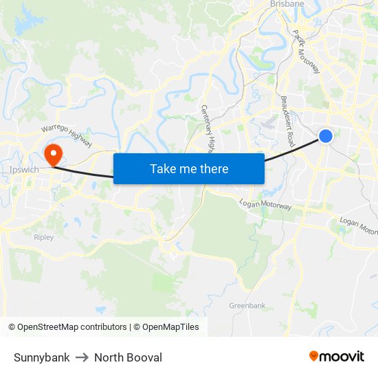 Sunnybank to North Booval map