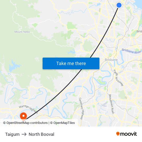 Taigum to North Booval map