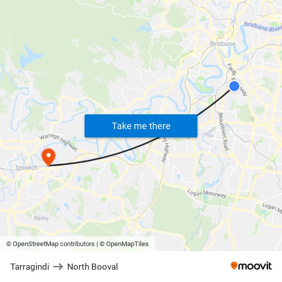 Tarragindi to North Booval map