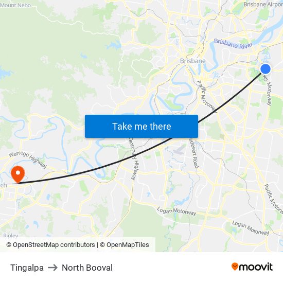 Tingalpa to North Booval map