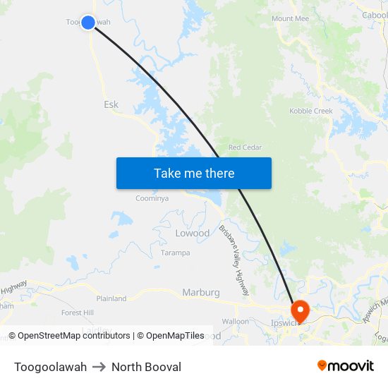 Toogoolawah to North Booval map