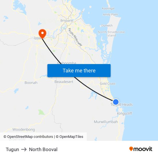 Tugun to North Booval map