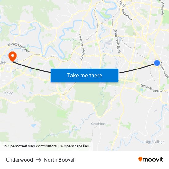 Underwood to North Booval map