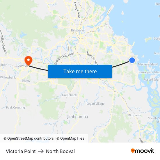 Victoria Point to North Booval map