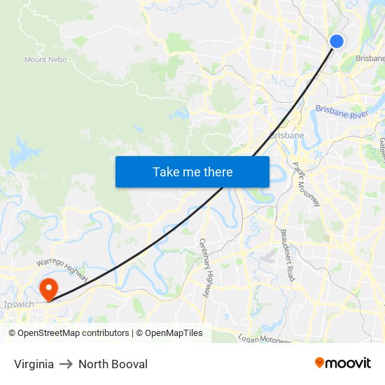 Virginia to North Booval map