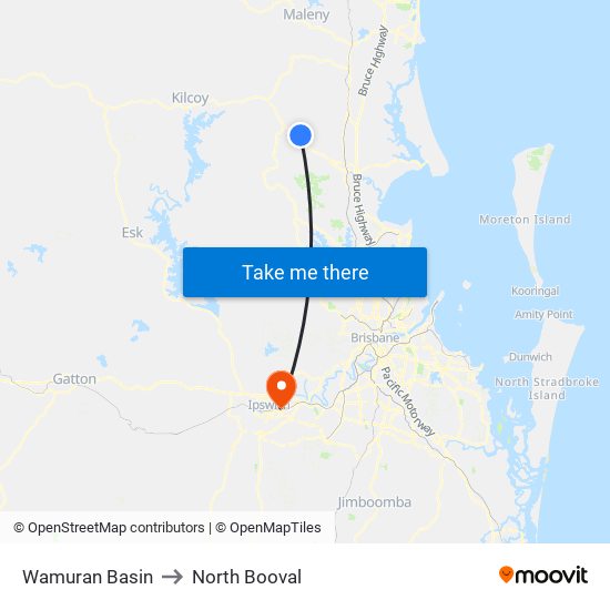 Wamuran Basin to North Booval map