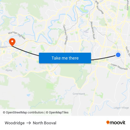 Woodridge to North Booval map