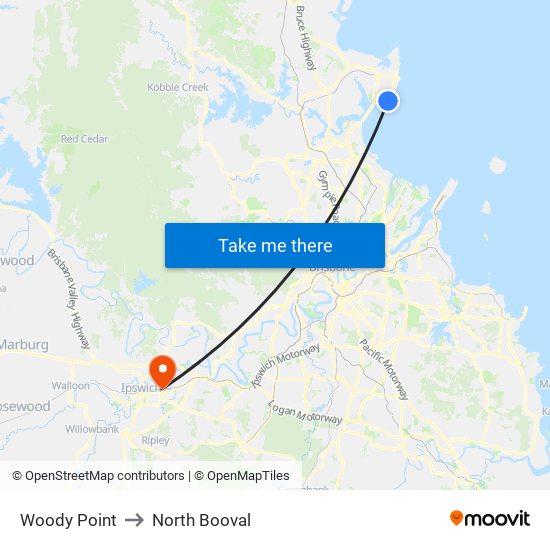 Woody Point to North Booval map