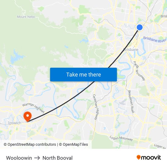 Wooloowin to North Booval map