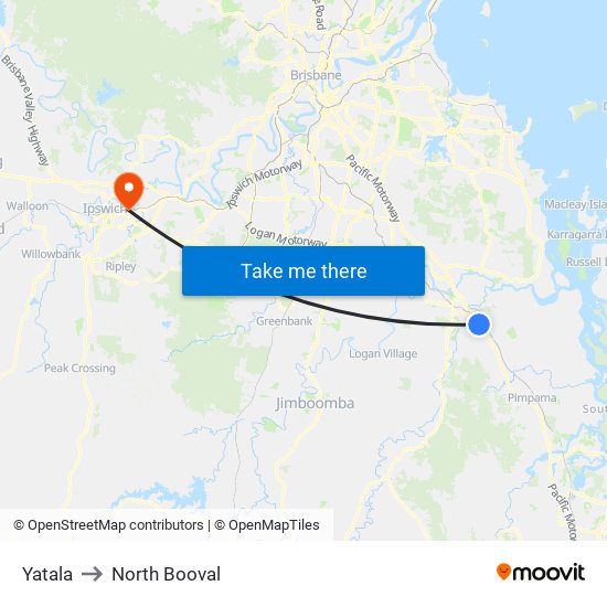 Yatala to North Booval map
