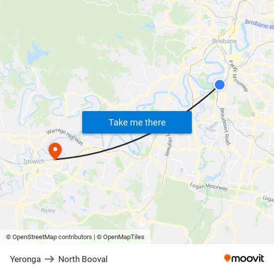Yeronga to North Booval map
