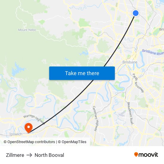 Zillmere to North Booval map