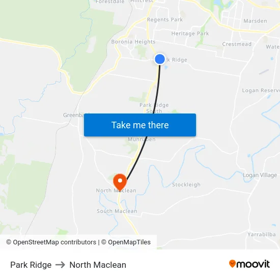 Park Ridge to North Maclean map