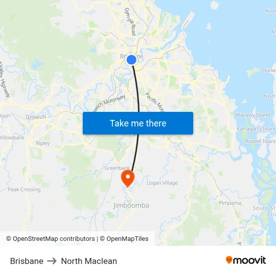Brisbane to North Maclean map