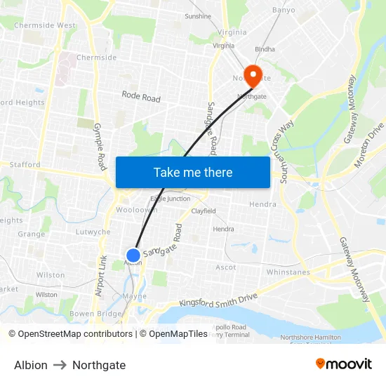 Albion to Northgate map