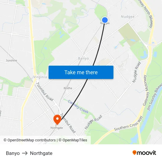 Banyo to Northgate map