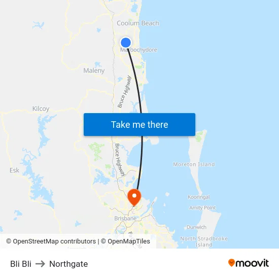 Bli Bli to Northgate map