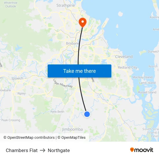 Chambers Flat to Northgate map