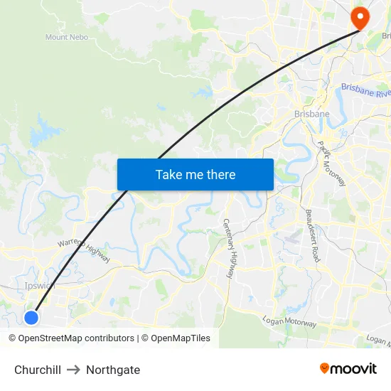 Churchill to Northgate map