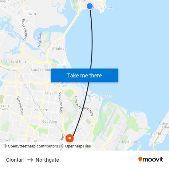 Clontarf to Northgate map