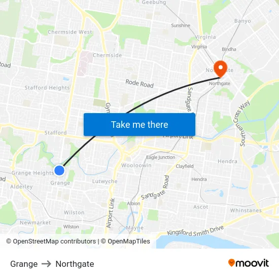 Grange to Northgate map