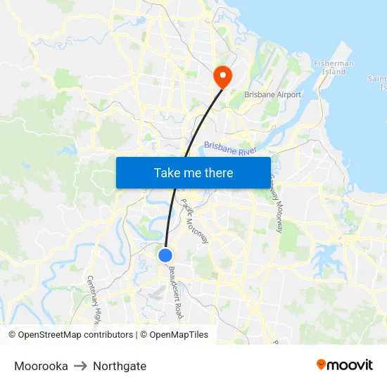 Moorooka to Northgate map