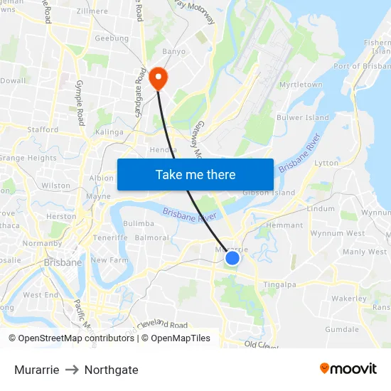 Murarrie to Northgate map