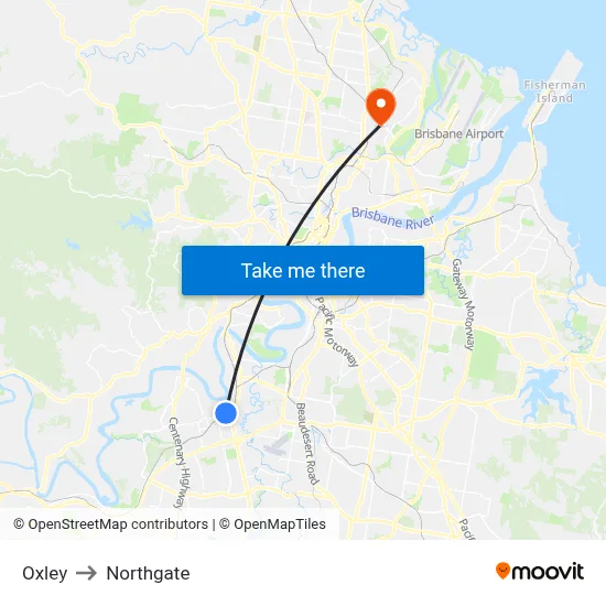 Oxley to Northgate map