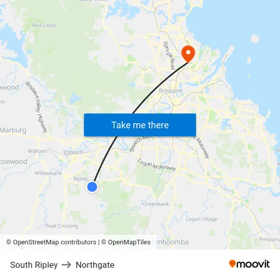 South Ripley to Northgate map