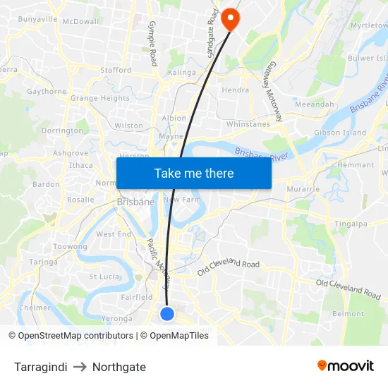 Tarragindi to Northgate map