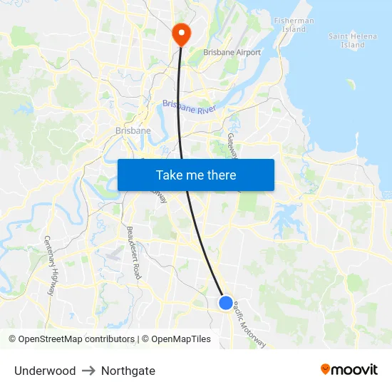 Underwood to Northgate map