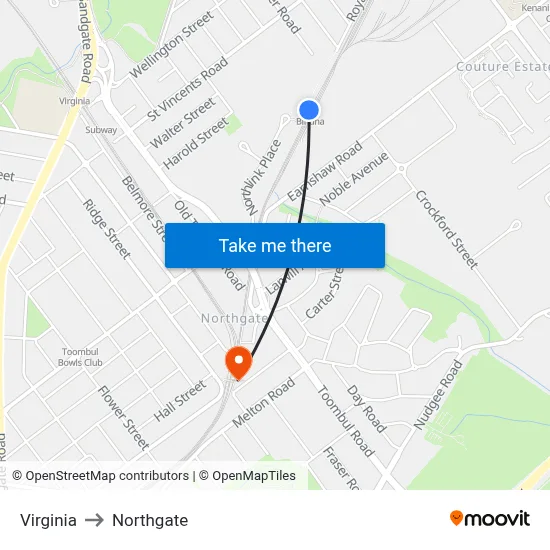 Virginia to Northgate map