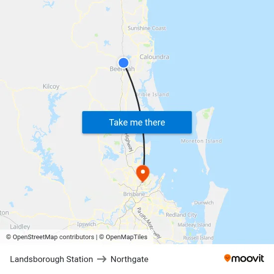Landsborough Station to Northgate map