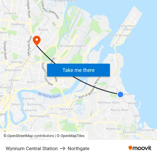 Wynnum Central Station to Northgate map