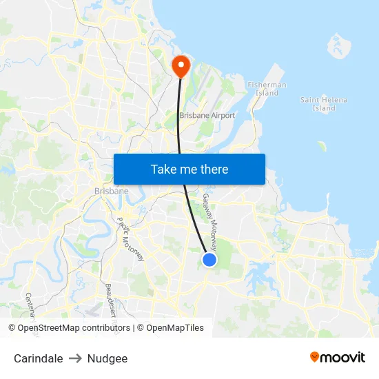 Carindale to Nudgee map