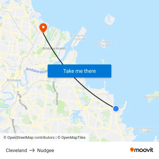 Cleveland to Nudgee map