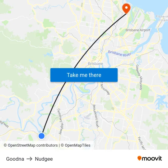 Goodna to Nudgee map