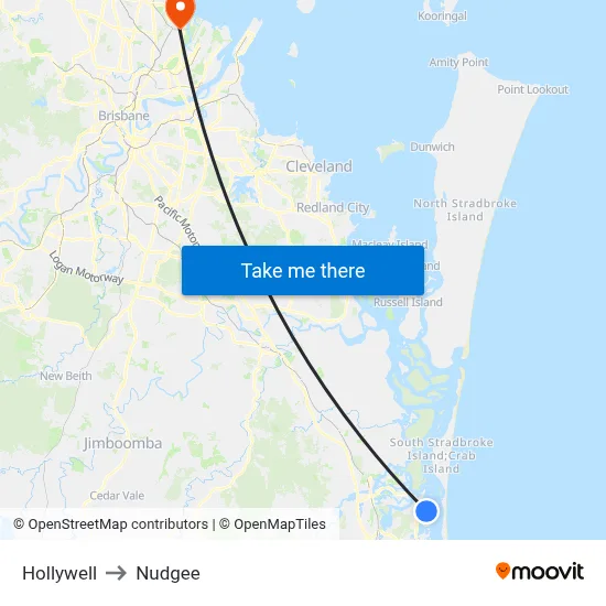Hollywell to Nudgee map