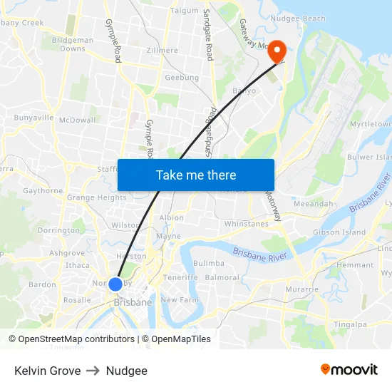 Kelvin Grove to Nudgee map