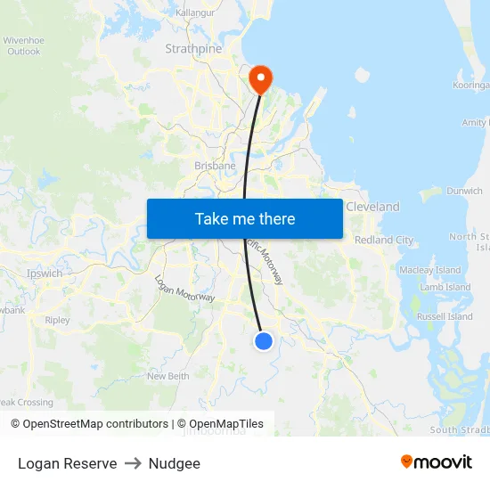 Logan Reserve to Nudgee map