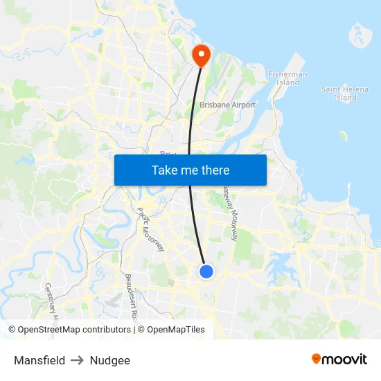 Mansfield to Nudgee map