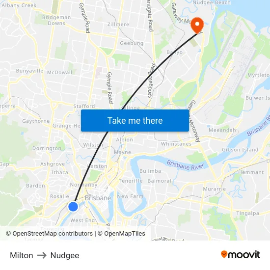 Milton to Nudgee map