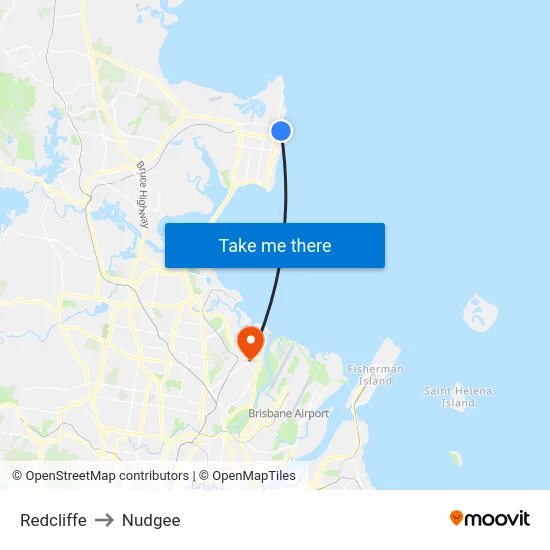 Redcliffe to Nudgee map
