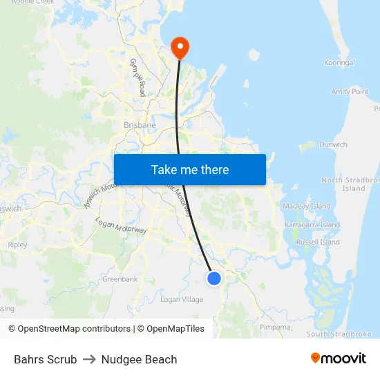Bahrs Scrub to Nudgee Beach map