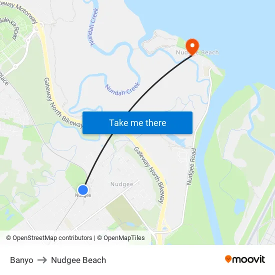 Banyo to Nudgee Beach map