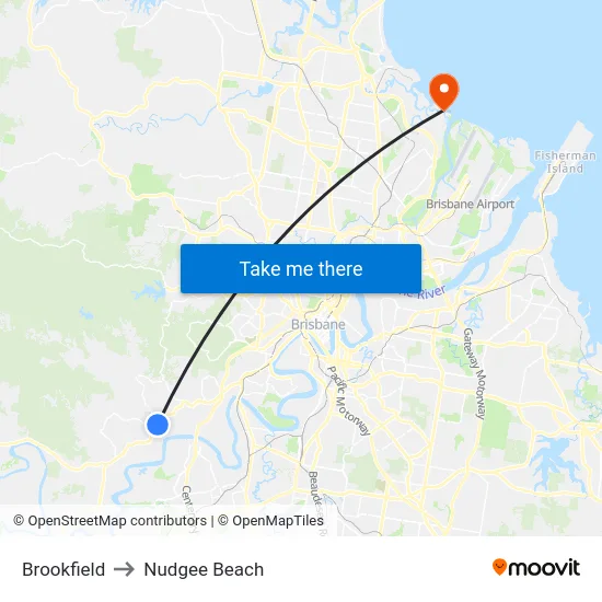 Brookfield to Nudgee Beach map